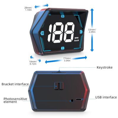 Universal Car HUD GPS Speedometer G20 Car Heads-up Display Plug and Play with USB Connection,Displays MPH, Comes with Compass Over Speed Alert HD Display Speedometer for All Vehicles - Image 6