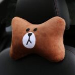 CHERISH Car Neck Pillow - 2 Pack Cute Bear Headrest Support Cushion, Soft & Comfortable Car Seat Accessory, Universal Travel Headrest for Car & Home Use (Brown) - Image 3