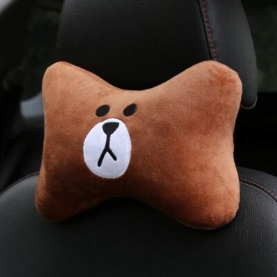 CHERISH Car Neck Pillow - 2 Pack Cute Bear Headrest Support Cushion, Soft & Comfortable Car Seat Accessory, Universal Travel Headrest for Car & Home Use (Brown) - Image 3