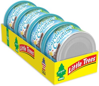 LITTLE TREES Car Air Freshener | Fiber Can Provides Long Lasting Scent for Auto or Home | Recycled Fiber | Caribbean Colada, 4 Air Fresheners - Image 5