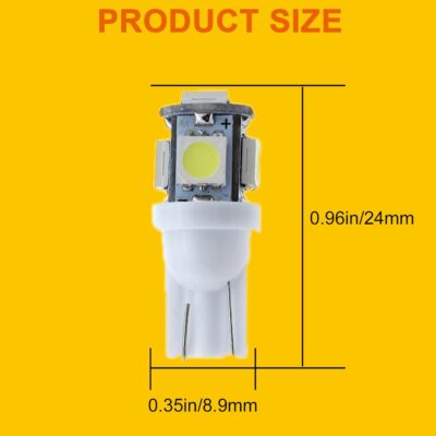 T10 194 168 Dash Instrument 6000K White LED Light Bulbs Bright Panel Gauge Cluster Dashboard LED Light Bulbs 10Pcs/Set - Image 4