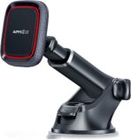 APPS2Car Magnetic Phone Mount for Car, Dashboard & Windshield Suction Cup Holder with Telescopic Arm, Requires Metal Plate (Included), Universal Fit for iPhone & Android Smartphones