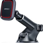 APPS2Car Magnetic Phone Mount for Car, Dashboard & Windshield Suction Cup Holder with Telescopic Arm, Requires Metal Plate (Included), Universal Fit for iPhone & Android Smartphones