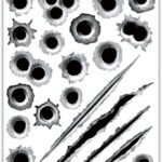 1797 Bullet Holes Stickers Decals Car 3D Fade Funny Lifelike Automotive Tattoo Hood Front Cover Decorations Accessories Waterproof Door Horrifying Protective Seal 11.4''x9''