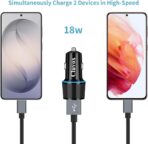 Fast USB Car Charger for Samsung Galaxy A56/A55/A54/A53/A50/A17/A16/A15/A14/S26/S25/S24/S23/S22/S21 Plus/Ultra/Note 20/A21/A31/A51 Quick Charge 3.0 Dual USB Rapid Car Charger with Type C Cable 3.3ft - Image 3