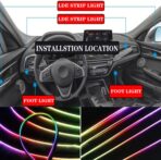 LED Interior Car Strip Light, Multicolor RGB 9 in 1 Optic Ambient Lighting Kits，Dual Control with Switch and A P P, Neon Lights On Car Dashboard with Music Sync Mode (9 in 1) - Image 3