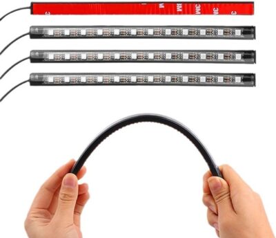 Car LED Strip Lights, 4Pcs 48 LED Interior Lights, Multicolor Music Car Strip Light Under Dash Lighting Kit with Sound Active Function and Remote Controller, DC 12V - Image 3