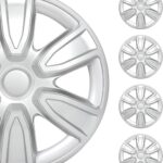 SCITOO Silver 15 inch Hubcaps Universal Wheel Covers Easy Installation, PP Material, Set of 4 for Cars Fits for All Models