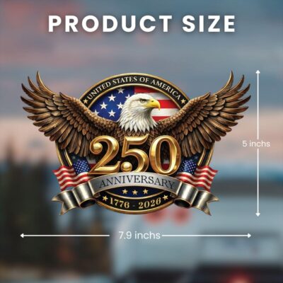 2pcs 250th Anniversary USA Car Decal Sticker, USA Patriotic 4th of July 1776–2026 Vinyl for Car, Truck, Window, Laptop, 250 Years American Independence Bumper Stickers - Image 3