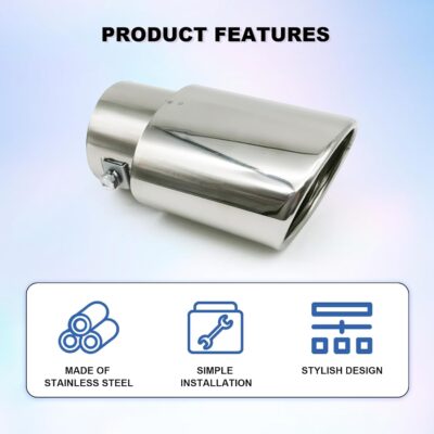 Stainless Steel Car Exhaust Tip, 2.5" to 3.3" Adjustable Car Decoration Chrome-Plated Finish Exhaust Tailpipe, Universal Car Exhaust Pipe Modification Tail Throat Tail Pipe (Silver #Straight) - Image 7