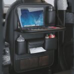 2 Pack Leather Car Backseat Organizer with Foldable Table Tray, Car Storage Organizer with Tablet Holder, Car Seat Back Protectors Kick MatsTravel Accessories