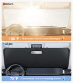 Wigoo 2025 Upgrade Car Windshield Sun Shade [100% Light Block, 4th-Gen Cooling Tech] Foldable Heat Insulation Interior Sun Visor with Storage Bag for Sedans/SUVs/Hatchbacks (M (64"x32") - Image 2