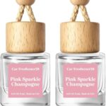 HoogaLife Car Air Freshener Diffuser 2 Pack Hanging Air Freshener Diffuser - Pink Sparkle Champagne Fragrance Oil Air Diffuse r for Car, 45+ Days Long Lasting Fragrance Made in USA (P38)