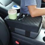 Supin Car Armrest Cushion - Multifunctional Faux Leather Armrest Cushion with Cup Holder, Phone Storage, and Ergonomic Design for All Seasons (BLack)