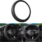 Car Steering Wheel Cover, Anti-Slip Breathable Leather Vehicle Steer Wheel Protector Adaptable to 14.5-15 Inches, Steering Wheel Protection Guard, Universal Automotive Accessories (Black)
