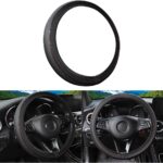 Car Steering Wheel Cover, Anti-Slip Breathable Leather Vehicle Steer Wheel Protector Adaptable to 14.5-15 Inches, Steering Wheel Protection Guard, Universal Automotive Accessories (Black)