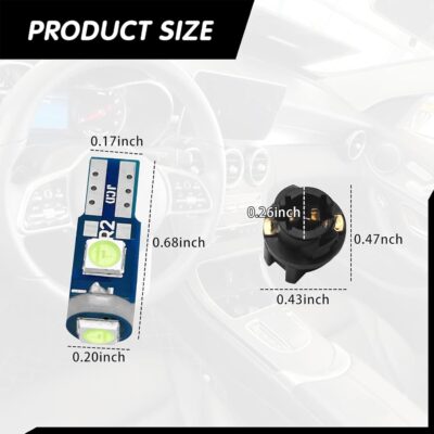74 Led Bulb Dash Lights Super Bright, T5 37 74 LED Bulb with Twist Lock Socket PC74 PC37, Dashboard Lights, Instrument Cluster Bulbs Kits,Pack of 20 (Ice Blue) - Image 2