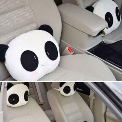 Estel Cartoon Cute Panda Plush Auto Car Seat Headrest Neck Rest Cushion Pillow 1 Pair with Different Faces - Image 5