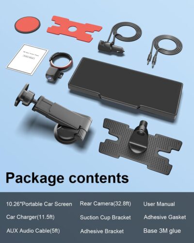 HK5 Carplay Screen for Car, 10.26’’ HD Wireless Apple Carplay & Android Auto Touchscreen with Backup Camera, Car Play Screen iOS 26 Compatible, GPS Navigation/Mirror Link/Siri/FM (No Front Camera) - Image 9