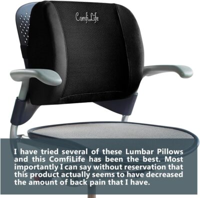 ComfiLife Lumbar Support Back Pillow Office Chair and Car Seat Cushion - Memory Foam with Adjustable Strap and Breathable 3D Mesh (Black) - Image 7