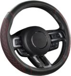 West Llama Car Steering Wheel Cover for Ford Escape,Explorer,Fusion,Focus,Bronco,Transit,Edge(Diamond Quilted - Black+Red- Standard Size) - Image 8