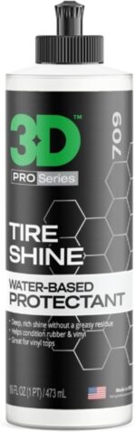 3D Tire Shine Gel – Water-Based, High Gloss Tire Dressing | Non-Greasy, Long Lasting Finish for Rubber, Trim & Vinyl | Easy Gel Application | Car Detailing |16 oz