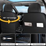 Car Seat Covers for Honda HR-V 2016-2026,Waterproof Nappa Leather Car Seat Cover,Soft Seat Cushion Covers with Airbag,Full Coverage Car Seat Covers Sets(Black Blue,2PCS Only) - Image 3