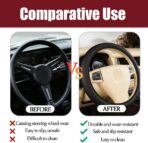 Car Steering Wheel Cover, 15 Inch Elastic Stretch Leather Vehicle Steer Wheel Cover Protector, Anti-Slip Breathable Automotive Interior Protection Accessories, Universal Fit (Black) - Image 6