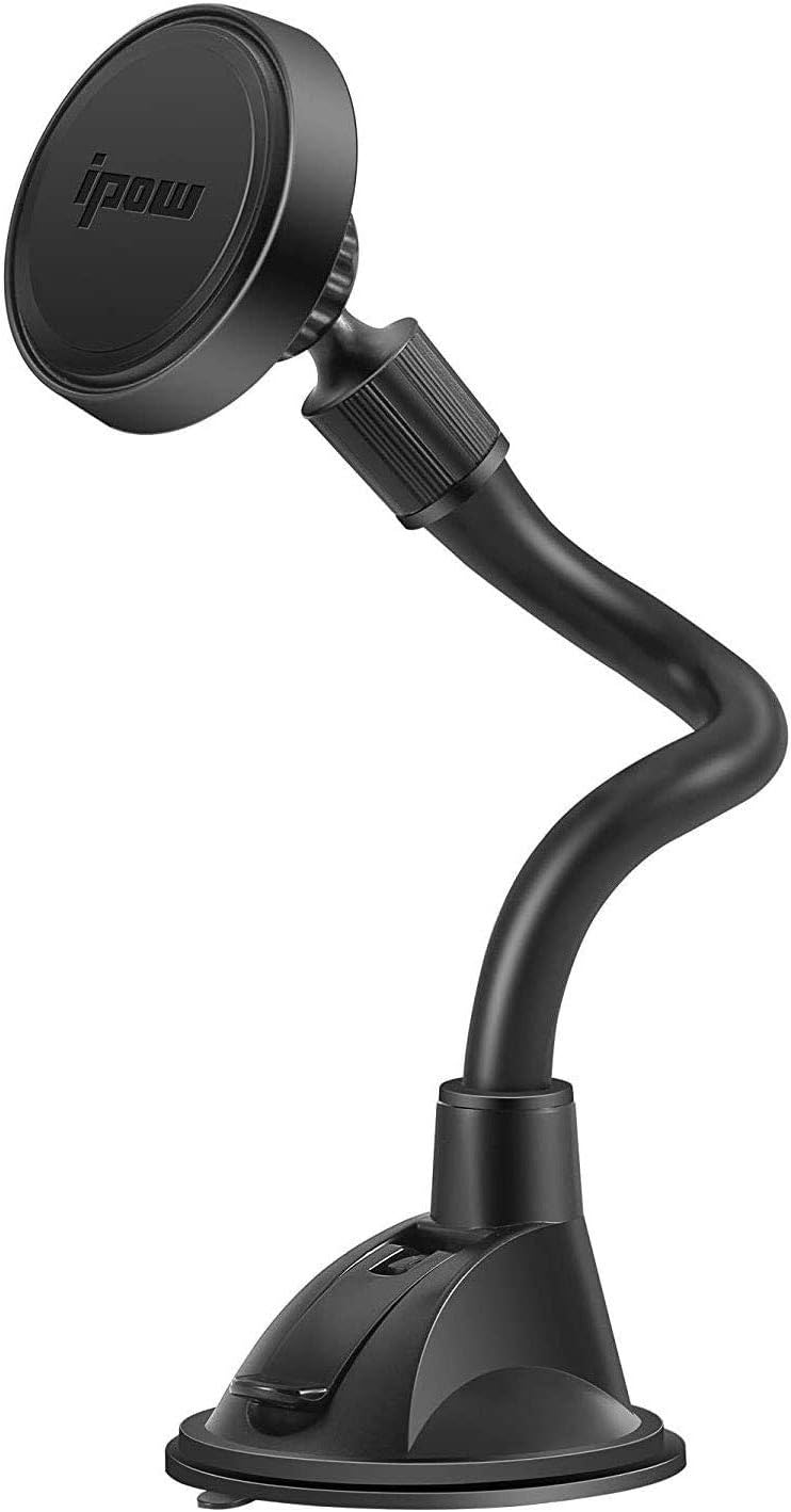 61ROhE98hvL._AC_SL1419_.jpg IPOW Long Arm Universal Magnetic Cradle Windshield Dashboard Cell Phone Mount Holder with 4 Metal Plates, Soft Firm Goose Arm & Enhanced Suction Cup - Image 1