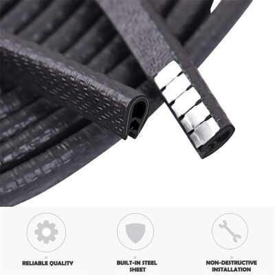 Universal Car Door Guards 33Ft(10M), Rubber U Shape Edge Trim Protection Strip, Black No-Glue Design Fits Most Vehicles - Image 3