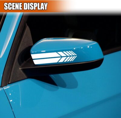 2PCS Car Rear View Mirror Sticker Decal, Waterproof Vinyl Car Body Reflective Stripes, Vehicle Side Mirror DIY Stickers Decoration, Anti-Collision Warning Auto Decals for Most Cars (White) - Image 5