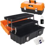 16.5-Inch Tool Box Organizer 3-Layer Multiplication Plastic Storage Toolbox with Portable Handle Perfect for Home Office Car Trunk Fishing