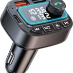 Bluetooth 5.3 Car Adapter FM Transmitter, 42W (PD30W & 12W) USB C Car Charger Wireless Radio Receiver, Hands-Free Calling MP3 Audio Player Cars Kit, Light Switch & Fast Charging & Deep Bass (Black)