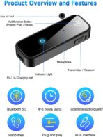 Bluetooth 5.4 Adapter 3.5mm Jack Aux Dongle, 2-in-1 Wireless Transmitter Receiver for Car,TV Audio,Headphones,Speakers,Projector. - Image 6