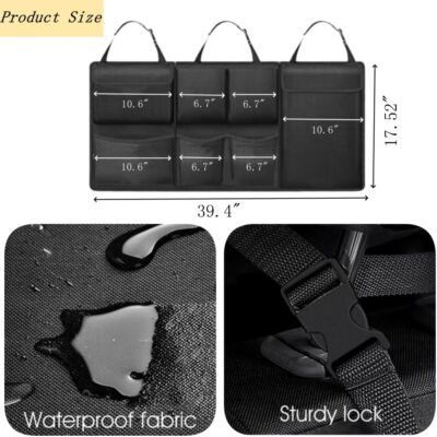 Car Trunk Organizer, Detachable Car Backseat Hanging Organizer with 7 Large Storage Pockets, Collapsible Back Seat Organizer Car Interior Accessories for SUV, Van, Jeep - Image 2