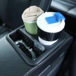 Supin Car Armrest Cushion - Multifunctional Faux Leather Armrest Cushion with Cup Holder, Phone Storage, and Ergonomic Design for All Seasons (Carbon Style) - Image 6