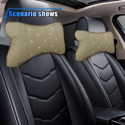 2PCS Car Neck Pillow, Breathable Car Head Neck Rest Cushion, Soft Pillow for Relieving Stiffness, Comfort Car Seat Neck Support Pillow (Beige) - Image 6