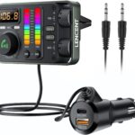 LENCENT Bluetooth Car Adapter, Bluetooth 5.3 FM Radio Transmitter with Hi-Fi Treble & Bass Music Player, PD20W and QC18W Fast Charger, Dual Mics for Hands-Free Call, Siri & Google, U Disk/3.5mm AUX