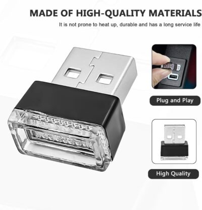 4 PCS USB LED Car Interior Ambient Lighting Kit, Portable Plug-in Atmosphere Lamp Decor Night Light, Universal Vehicle Interior Accessories for Most Cars (White) - Image 4