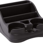 Small Center Console for Cars, Trucks, Minivans, SUVs, Vehicle Organizer, Cup Holders, Recycled Plastic, Made in USA (Black)