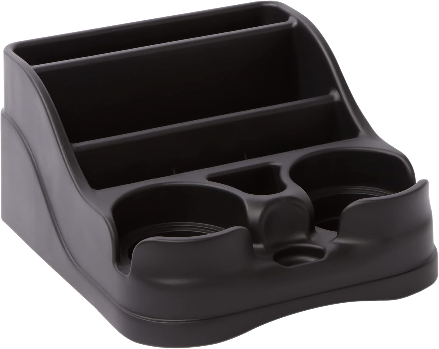 61RxzfT7WYL._AC_SL1500_.jpg Small Center Console for Cars, Trucks, Minivans, SUVs, Vehicle Organizer, Cup Holders, Recycled Plastic, Made in USA (Black) - Image 1