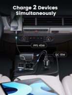 UGREEN 63W USB C Car Charger Adapter, PPS 45W Super Fast Charging 2.0 Type C Car Charger Cargador para Carro, Dual USB C for iPhone 17/16/15/14/13/12, Galaxy S24/S23/S22/Series, iPad, MacBook - Image 4
