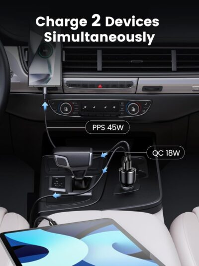 UGREEN 63W USB C Car Charger Adapter, PPS 45W Super Fast Charging 2.0 Type C Car Charger Cargador para Carro, Dual USB C for iPhone 17/16/15/14/13/12, Galaxy S24/S23/S22/Series, iPad, MacBook - Image 4