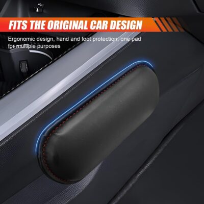 2PCS Car Elbow Pads, Memory Foam Car Center Console Cushion Pad for Knee Leg Elbow, Soft Leather Car Door Armrest Pad for Comfortable Support, Universal Arm Rest Pillow for Most Vehicles (Black) - Image 4