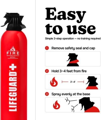 LIFEGUARD Aerosol Fire Extinguisher Spray - Non-Toxic, Eco-Friendly Fire Suppressant for Home, Kitchen, Car & Office, Compact, Easy-to-Use Design with 10-Year Shelf Life (Pack of 1) - Image 6