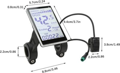 Electric Bike LCD Display, 5 Pin E Scooter M5 Panel Meter Screen with Waterproof Connector, E Bike Display Meter Control Panel Screen Suitable for 31.8 22.2mm Handlebar Electric Bike(No. 2 Protocol) - Image 3