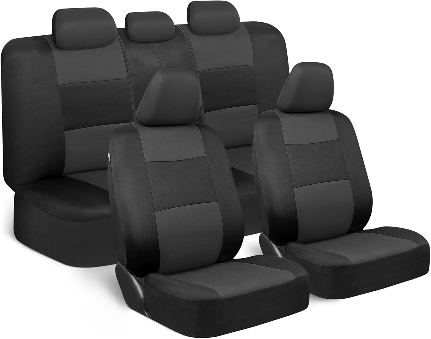 61S7LwAV00L._AC_SL1500_.jpg BDK PolyPro Car Seat Covers Full Set in Charcoal on Black – Front and Rear Split Bench for Cars, Easy to Install Cover Set, Accessories Auto Trucks Van SUV - Image 1