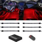 LEDGlow 6pc Flexible Million Color Multi-Color LED Interior Footwell Underdash Neon Lighting Kit for Cars & Trucks - 15 Solid Colors - 10 Unique Patterns - Music Mode - Includes Control Box & Remote