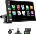 Carplay Screen for Car, 7'' Wireless CarPlay & Android Auto- Upgrade Portable Touchscreen with Bluetooth, Mirror Link, Voice Control, Hands-Free Calling Car Play Screen Stereo for All Vehicles