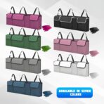 Car Trunk Organizer with Lid, Large Waterproof Vehicle Backseat Hanging Storage Bag with 4 Pockets & Adjustable Straps, Collapsible Automotive Interior Cargo Bag, Universal Fit (Black) - Image 6